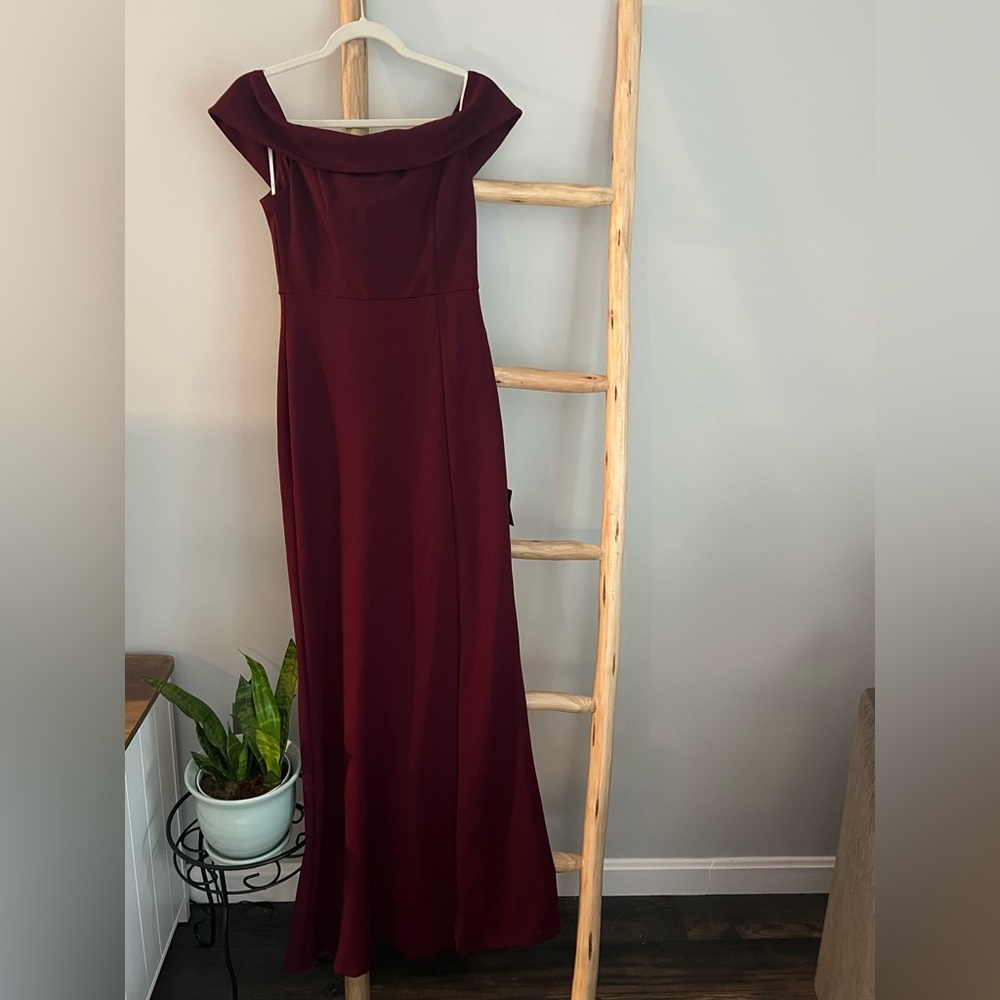 Lulu's Off-Shoulder Burgundy Formal Dress